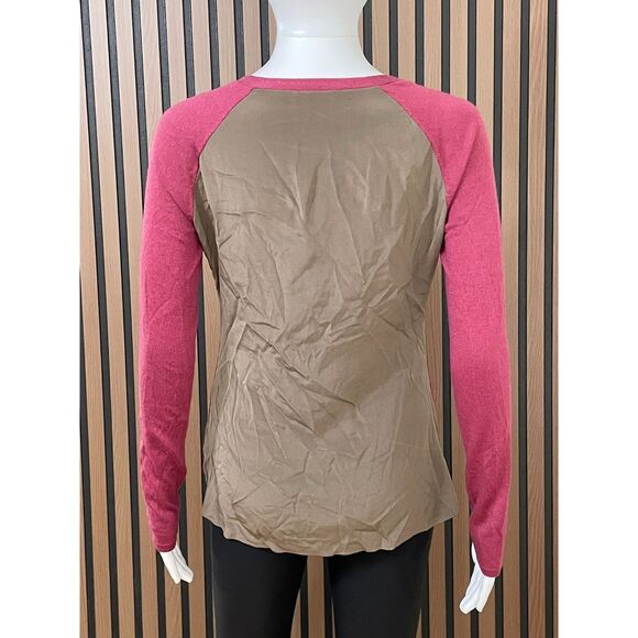 Saks Fifth Avenue Women's S Pink Sweater Silk Cardigan Knitted Cozy Chic Stretch - Picture 2 of 9